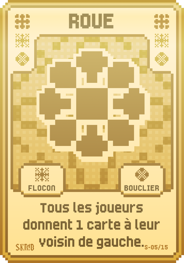 Super Roue – Carte super symbole – “Tous les joueurs donnent 1 carte à leur voisin de gauche.”