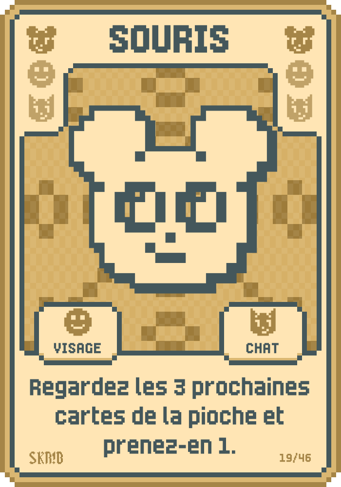 Souris – Carte symbole – “Regardez les 3 prochaines cartes de la pioche et prenez-en 1.”