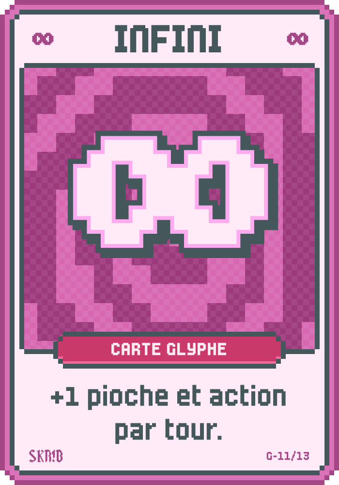Infini – Carte glyphe – “+1 pioche et action par tour.”